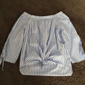 Striped off the shoulder top